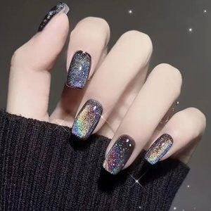 NEW in Box Press-On Nails by Fine NailArt Iridescent Size Long